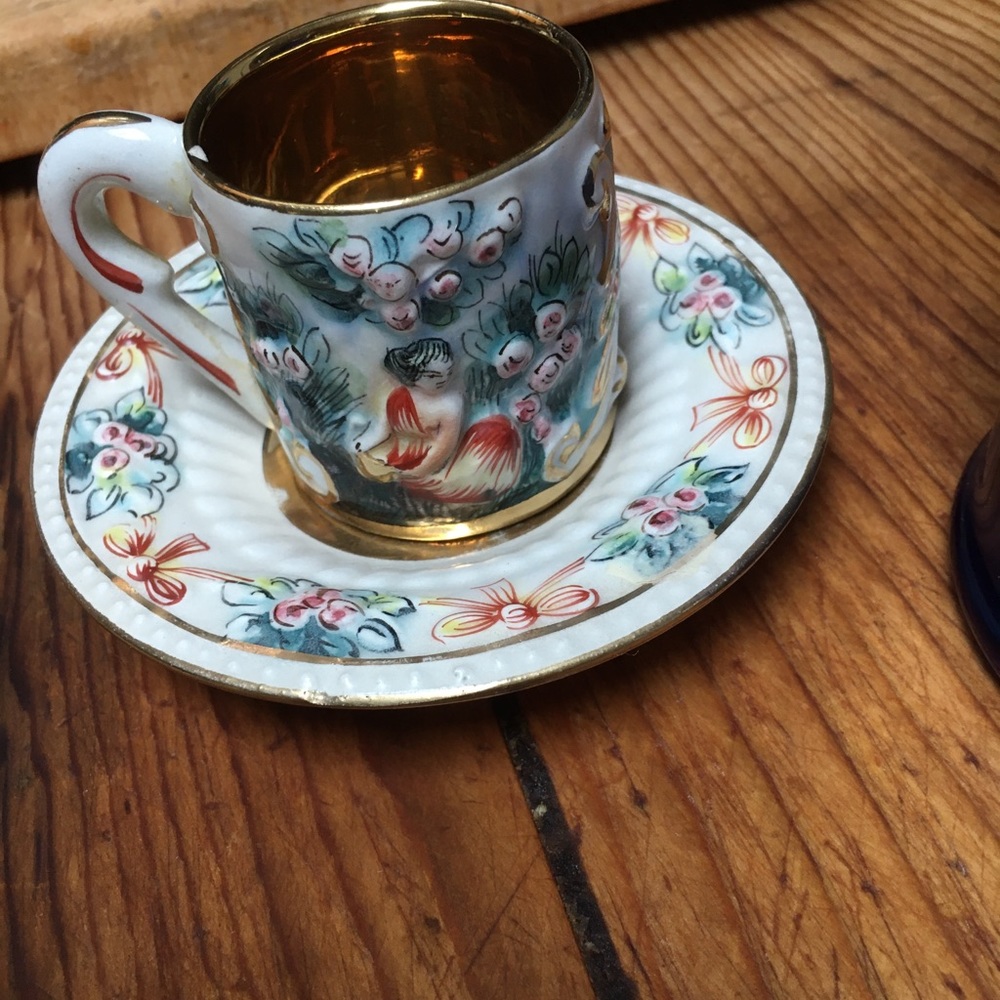 Vintage R. Capodimonte Italy demitasse cup and saucer